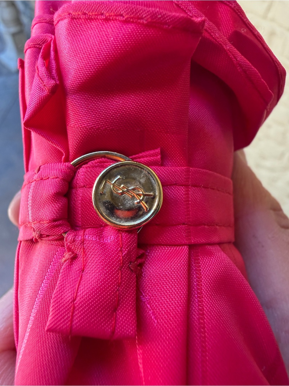 YSL Bright Pink Vintage Compact Umbrella/Parasol - Picture 4 of 6